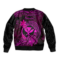 Hawaii Sleeve Zip Bomber Jacket Turtle Mix Polynesian Plumeria Pink Version LT14 - Polynesian Pride