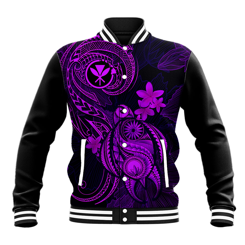 Hawaii Baseball Jacket Turtle Mix Polynesian Plumeria Purple Version LT14 Unisex Purple - Polynesian Pride