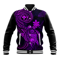 Hawaii Baseball Jacket Turtle Mix Polynesian Plumeria Purple Version LT14 Unisex Purple - Polynesian Pride