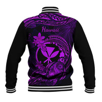 Hawaii Baseball Jacket Turtle Mix Polynesian Plumeria Purple Version LT14 - Polynesian Pride