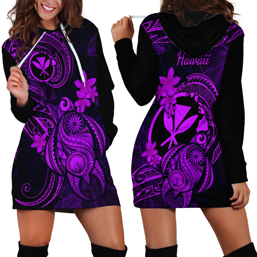 Hawaii Hoodie Dress Turtle Mix Polynesian Plumeria Purple Version LT14 - Polynesian Pride