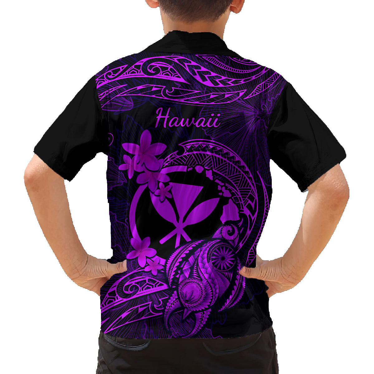 Hawaii Kid Hawaiian Shirt Turtle Mix Polynesian Plumeria Purple Version LT14 - Polynesian Pride