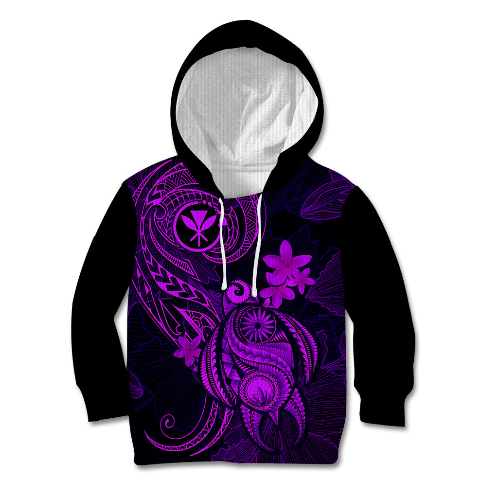 Hawaii Kid Hoodie Turtle Mix Polynesian Plumeria Purple Version LT14 Purple - Polynesian Pride