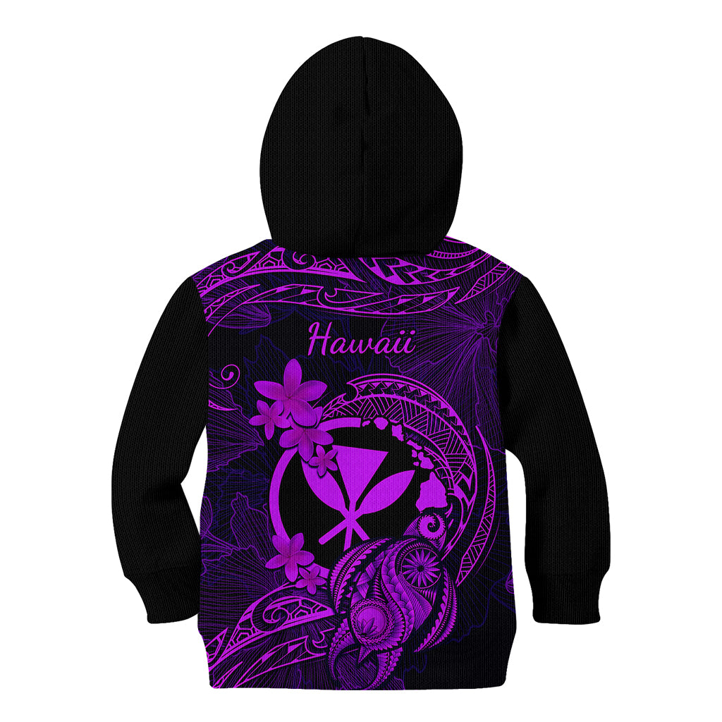 Hawaii Kid Hoodie Turtle Mix Polynesian Plumeria Purple Version LT14 - Polynesian Pride