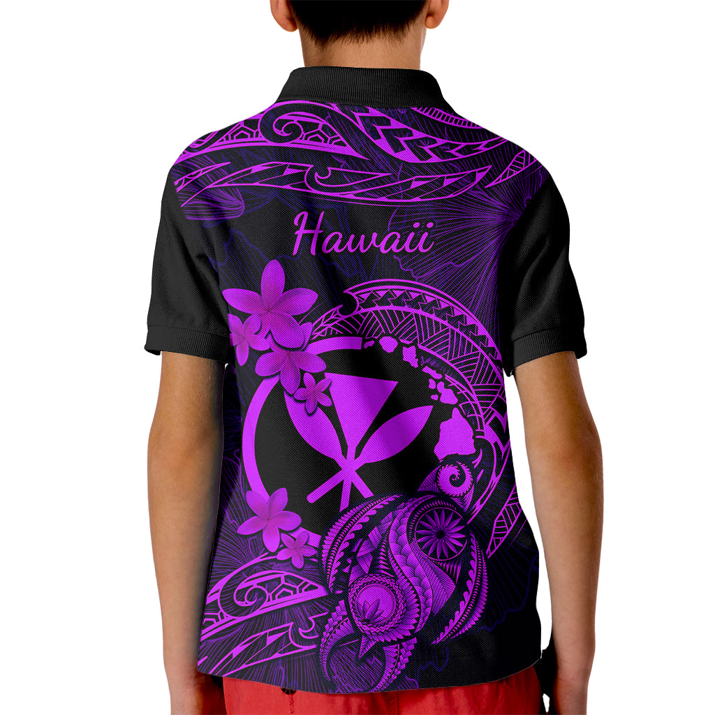Hawaii Kid Polo Shirt Turtle Mix Polynesian Plumeria Purple Version LT14 - Polynesian Pride
