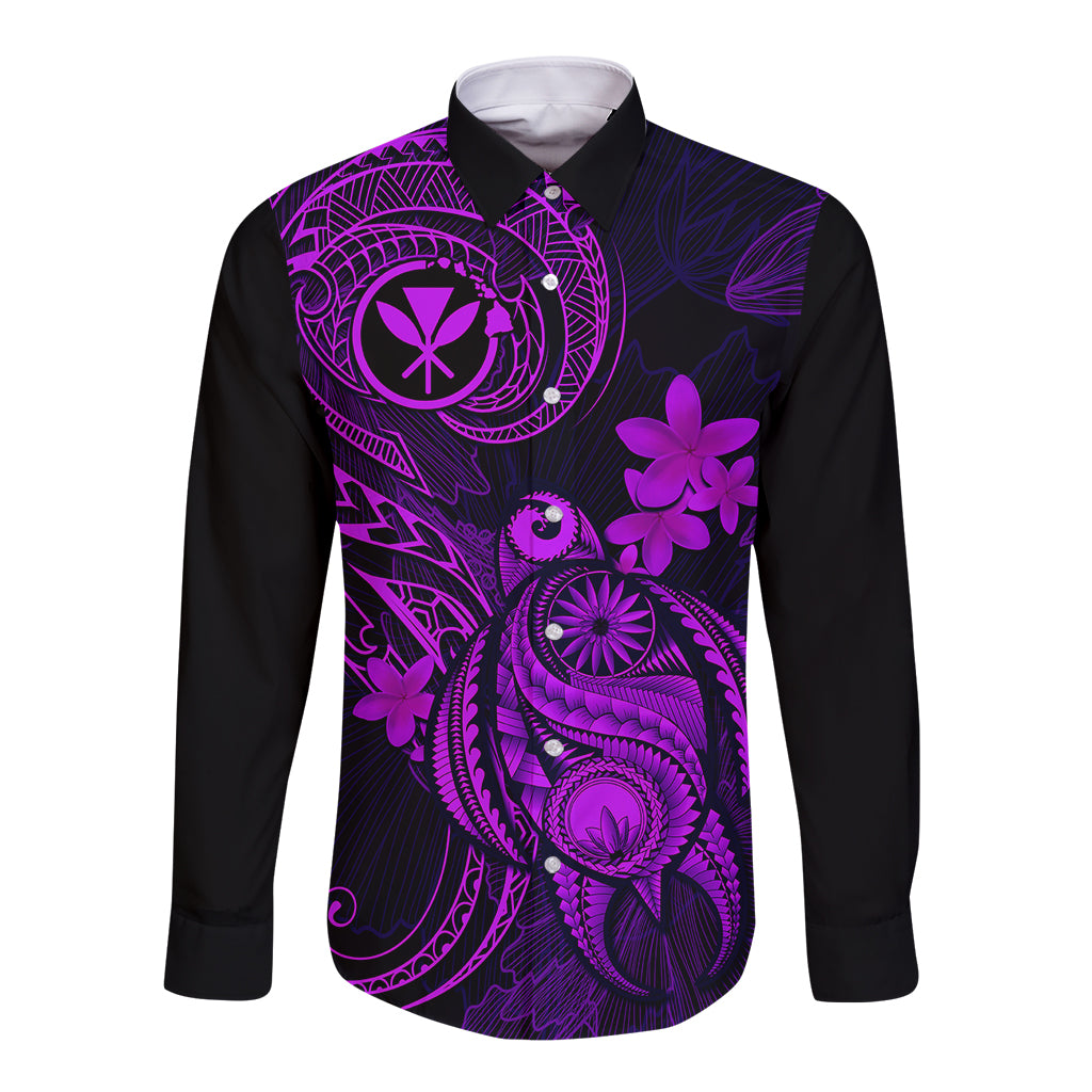 hawaii-long-sleeve-button-shirt-turtle-mix-polynesian-plumeria-purple-version