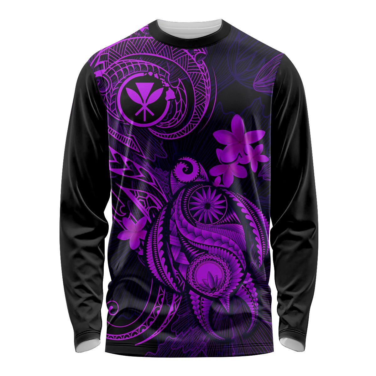 hawaii-long-sleeve-shirt-turtle-mix-polynesian-plumeria-purple-version