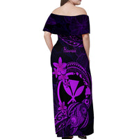 Hawaii Off Shoulder Maxi Dress Turtle Mix Polynesian Plumeria Purple Version LT14 - Polynesian Pride
