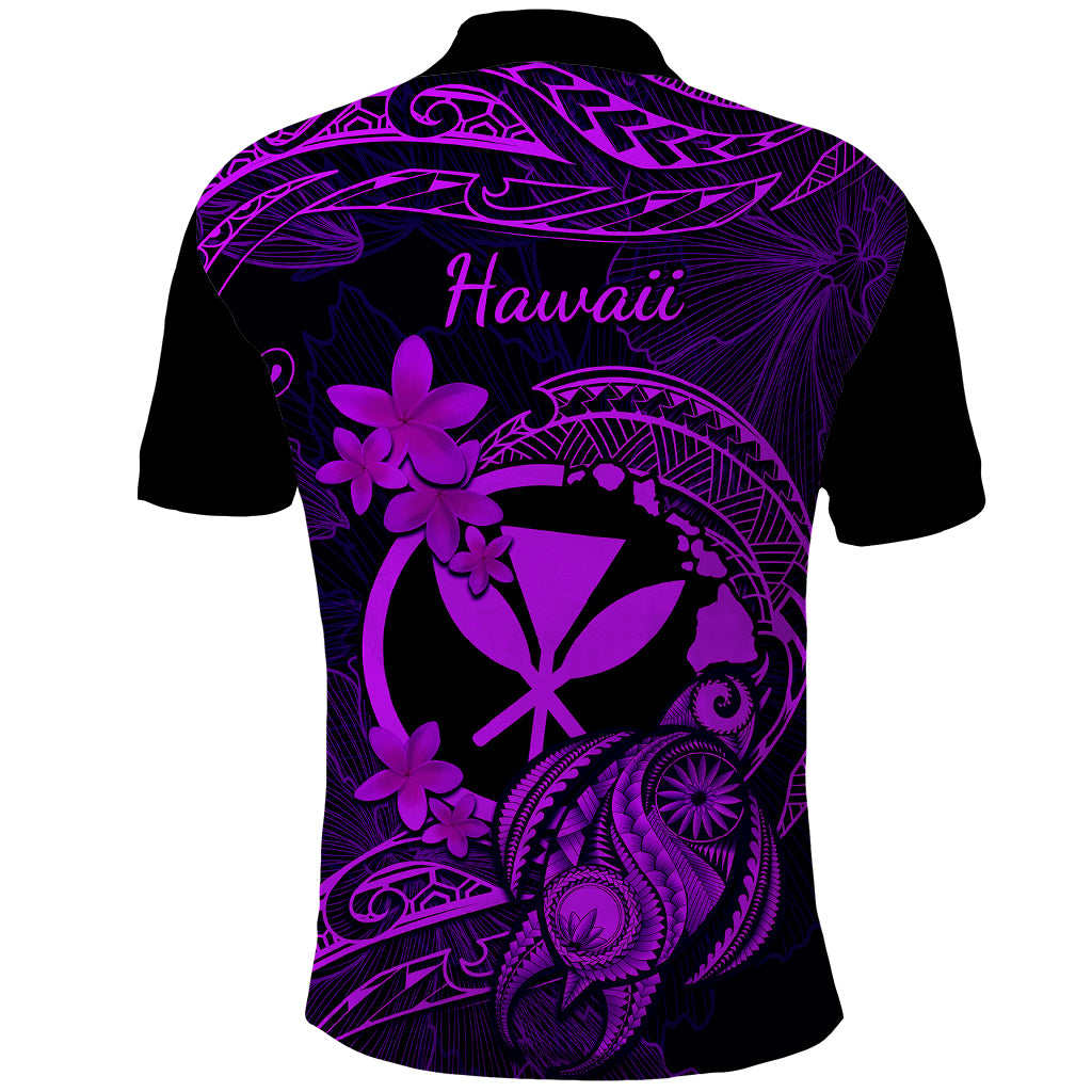 Hawaii Polo Shirt Turtle Mix Polynesian Plumeria Purple Version LT14 - Polynesian Pride