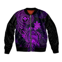 Hawaii Sleeve Zip Bomber Jacket Turtle Mix Polynesian Plumeria Purple Version LT14 Unisex Purple - Polynesian Pride