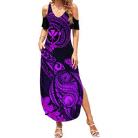Hawaii Summer Maxi Dress Turtle Mix Polynesian Plumeria Purple Version LT14 Women Purple - Polynesian Pride