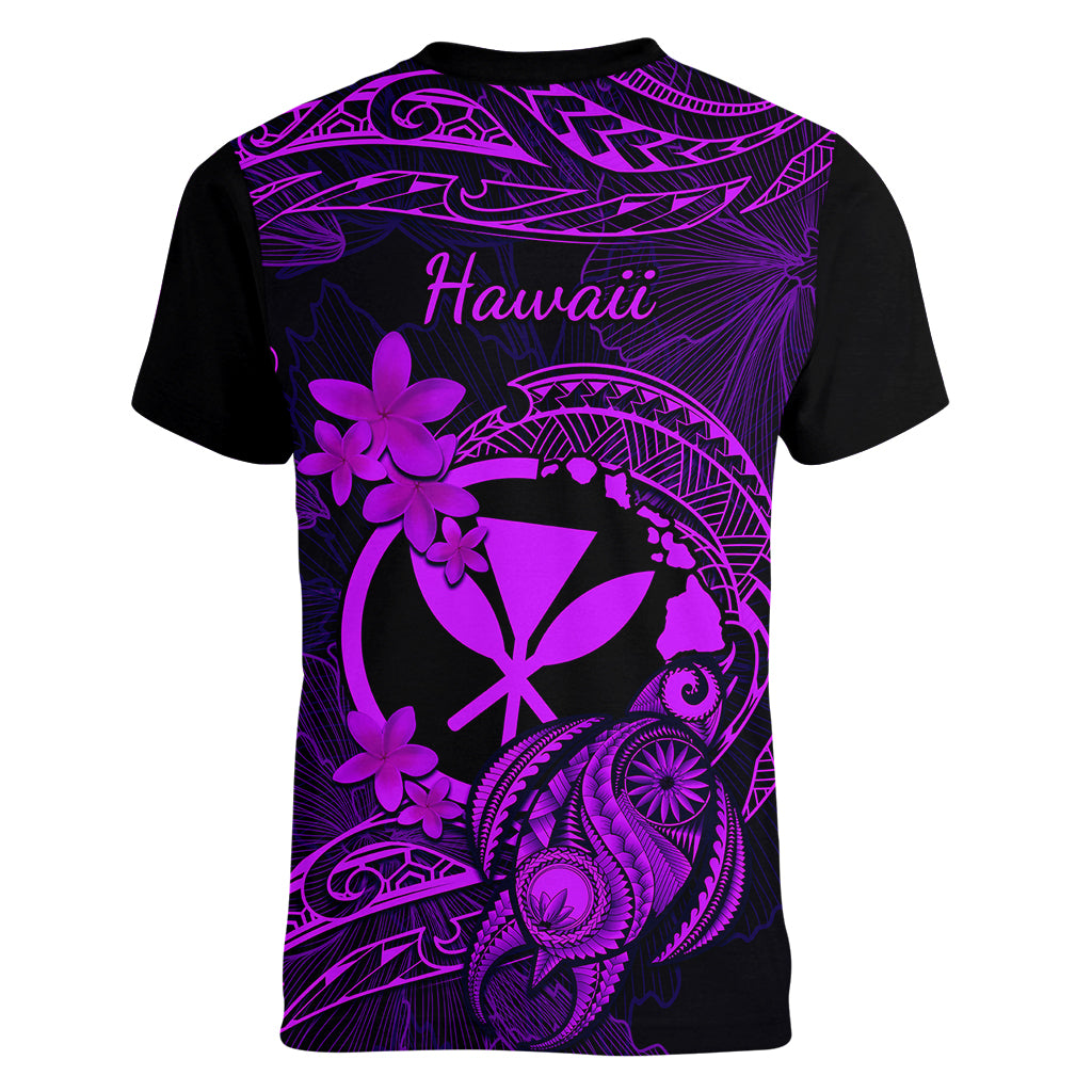 hawaii-women-v-neck-t-shirt-turtle-mix-polynesian-plumeria-purple-version