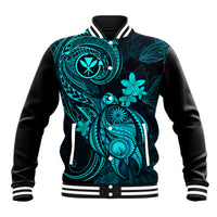 Hawaii Baseball Jacket Turtle Mix Polynesian Plumeria Turquoise Version LT14 Unisex Turquoise - Polynesian Pride