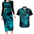 hawaii-couples-matching-long-sleeve-bodycon-dress-and-hawaiian-shirt-turtle-mix-polynesian-plumeria-turquoise-version