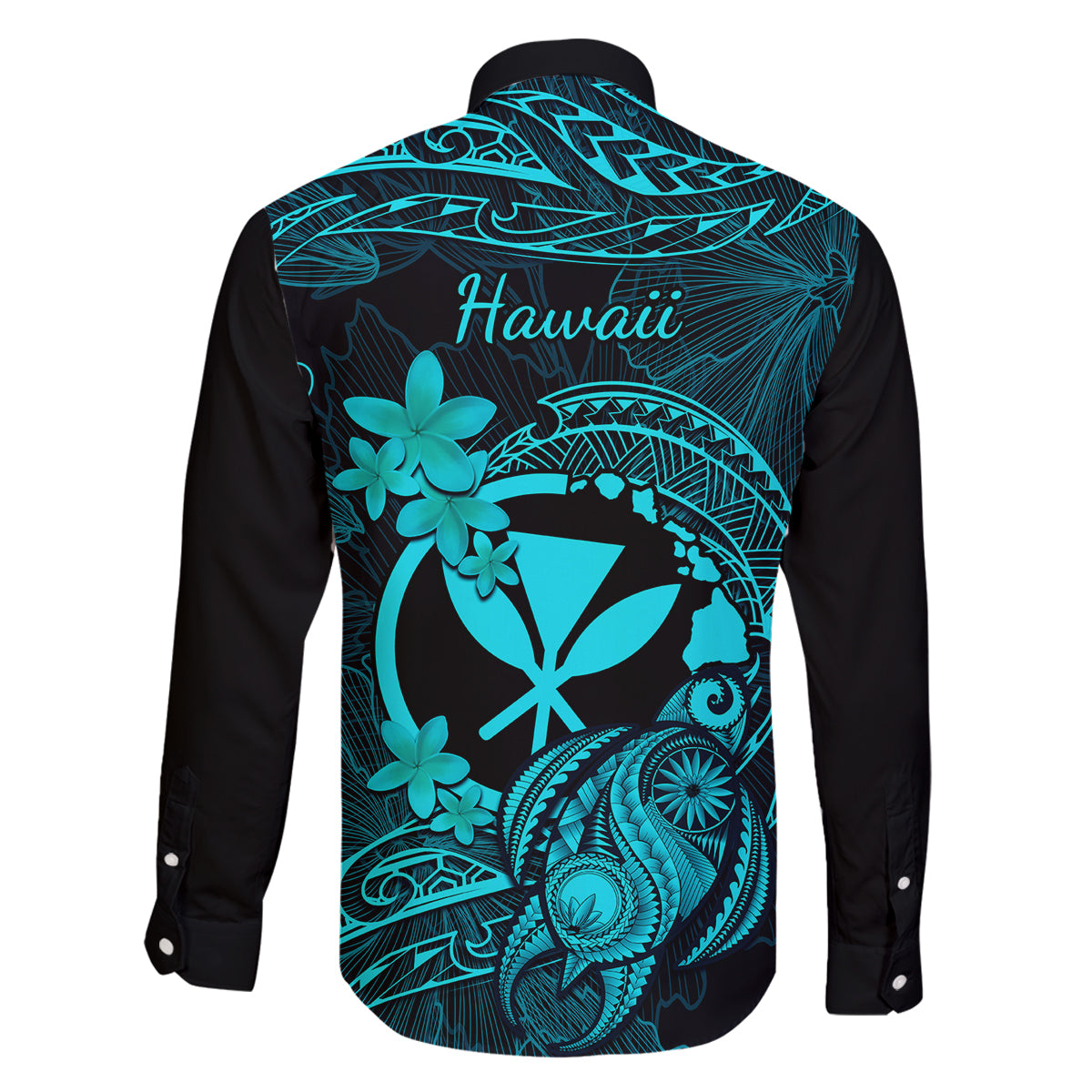 hawaii-family-matching-short-sleeve-bodycon-dress-and-hawaiian-shirt-turtle-mix-polynesian-plumeria-turquoise-version