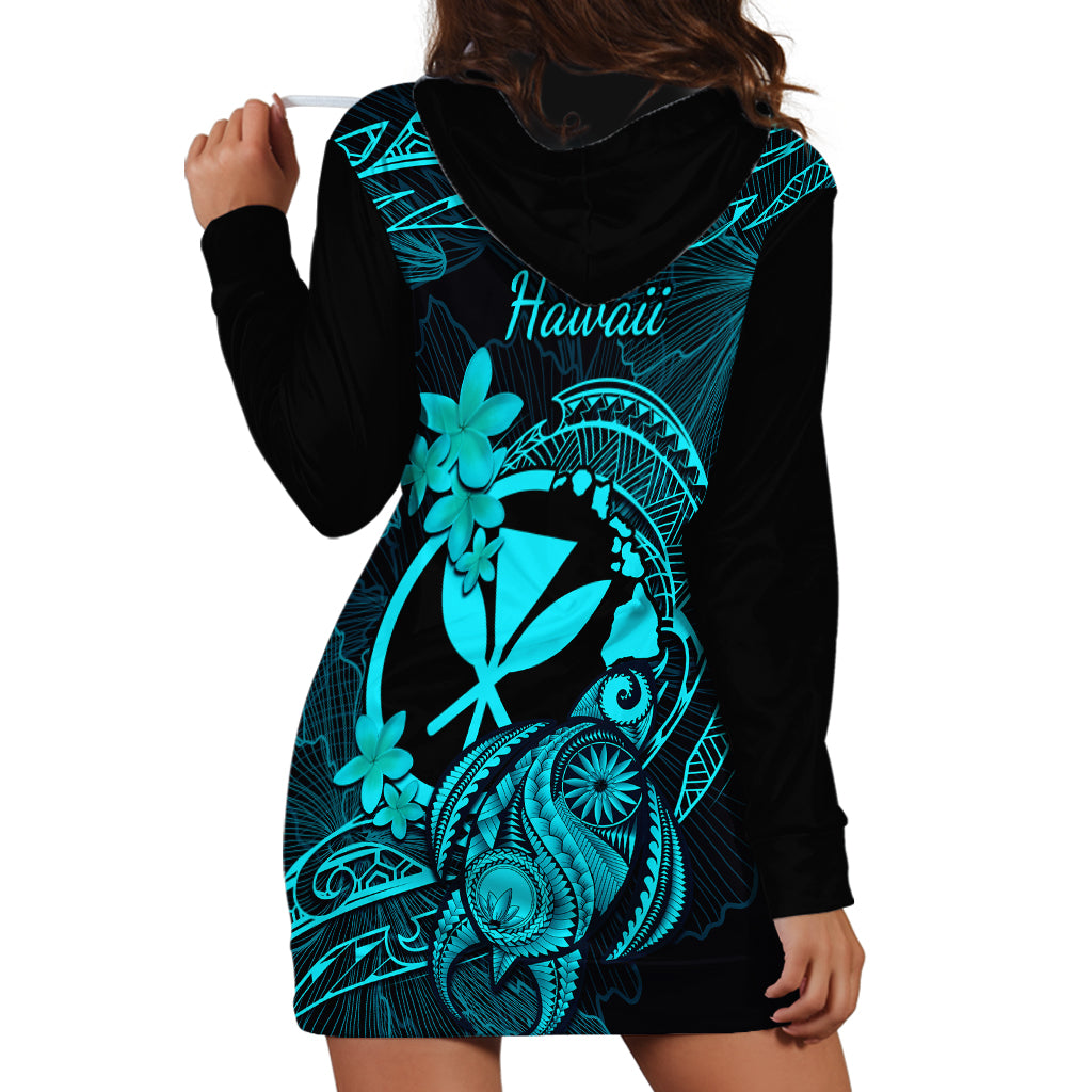 Hawaii Hoodie Dress Turtle Mix Polynesian Plumeria Turquoise Version LT14 - Polynesian Pride