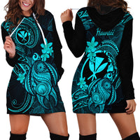 Hawaii Hoodie Dress Turtle Mix Polynesian Plumeria Turquoise Version LT14 - Polynesian Pride