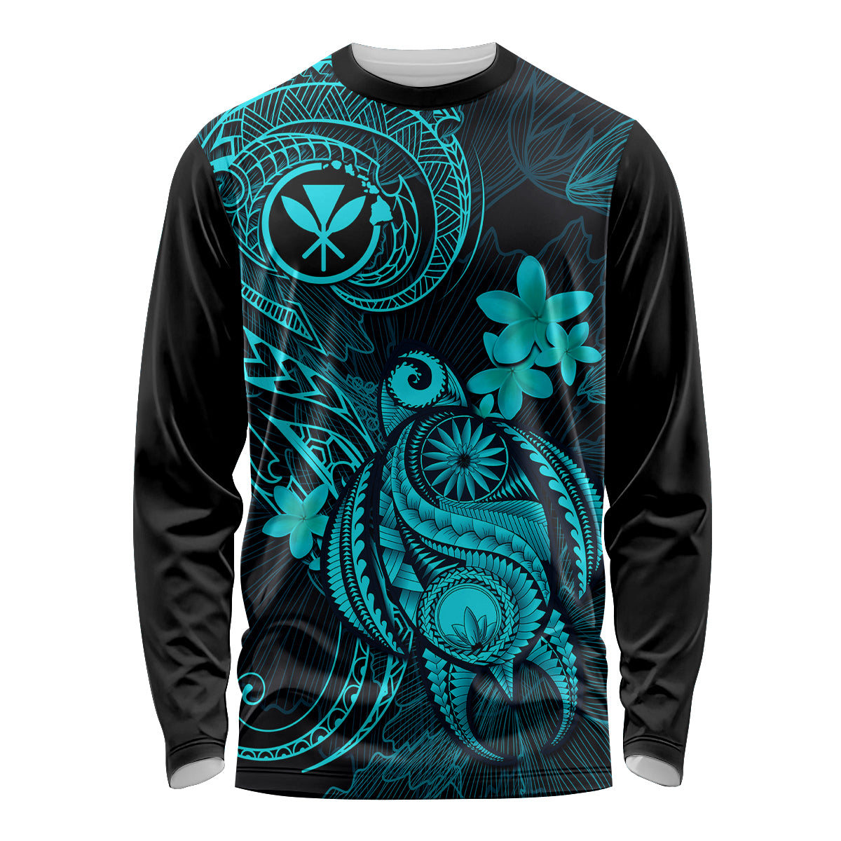 hawaii-long-sleeve-shirt-turtle-mix-polynesian-plumeria-turquoise-version