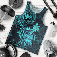 Hawaii Men Tank Top Turtle Mix Polynesian Plumeria Turquoise Version LT14 Turquoise - Polynesian Pride