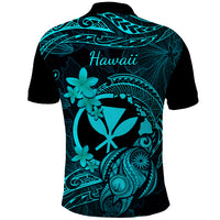Hawaii Polo Shirt Turtle Mix Polynesian Plumeria Turquoise Version LT14 - Polynesian Pride