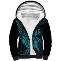 Hawaii Sherpa Hoodie Turtle Mix Polynesian Plumeria Turquoise Version LT14 Unisex Turquoise - Polynesian Pride