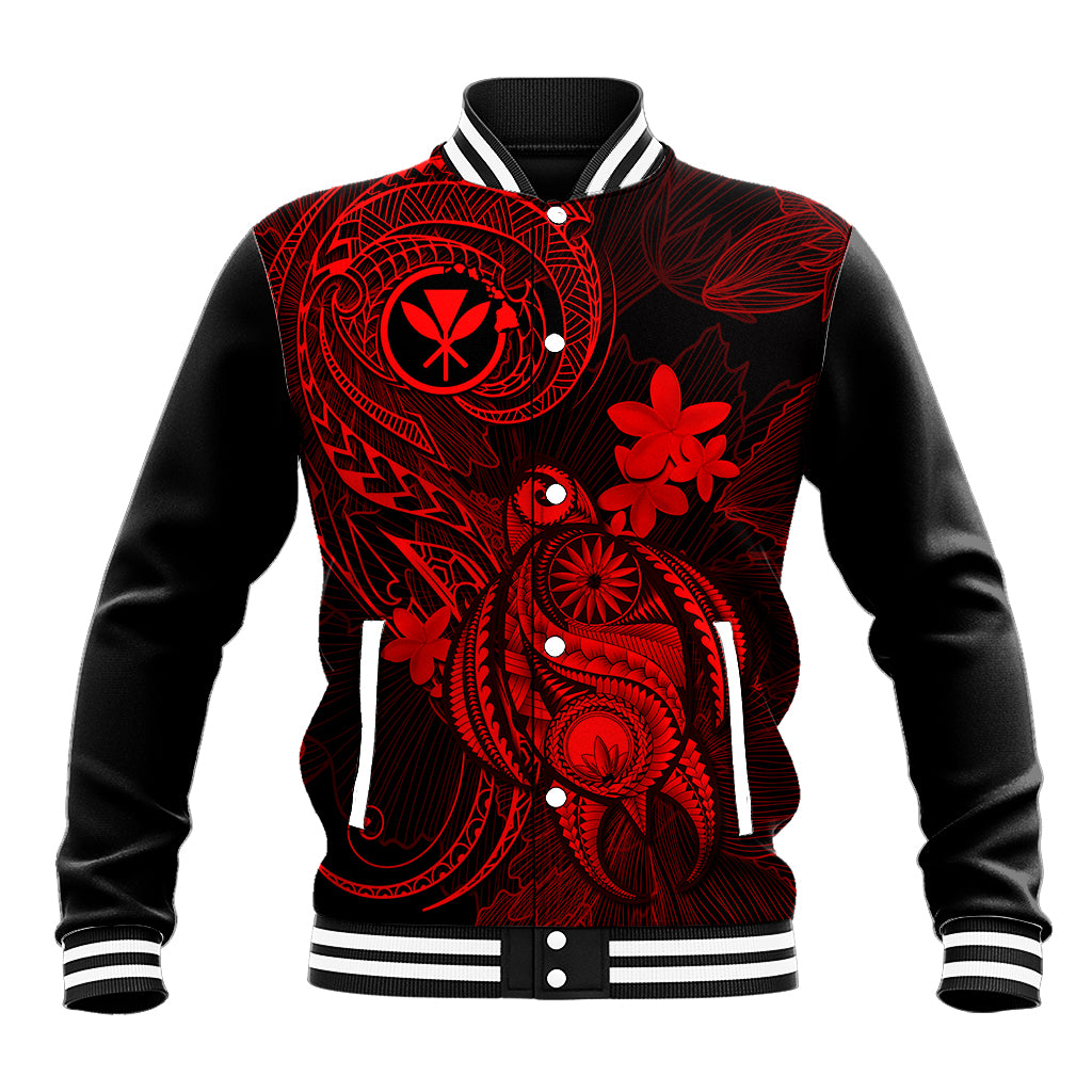 Hawaii Baseball Jacket Turtle Mix Polynesian Plumeria Red Version LT14 Unisex Red - Polynesian Pride