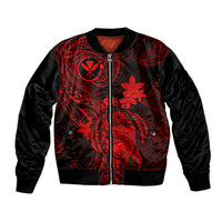 Hawaii Bomber Jacket Turtle Mix Polynesian Plumeria Red Version LT14 Unisex Red - Polynesian Pride