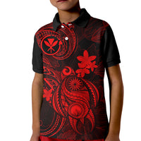 Hawaii Kid Polo Shirt Turtle Mix Polynesian Plumeria Red Version LT14 Kid Red - Polynesian Pride