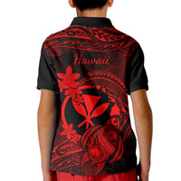 Hawaii Kid Polo Shirt Turtle Mix Polynesian Plumeria Red Version LT14 - Polynesian Pride
