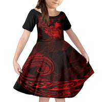 Hawaii Kid Short Sleeve Dress Turtle Mix Polynesian Plumeria Red Version LT14 KID Red - Polynesian Pride