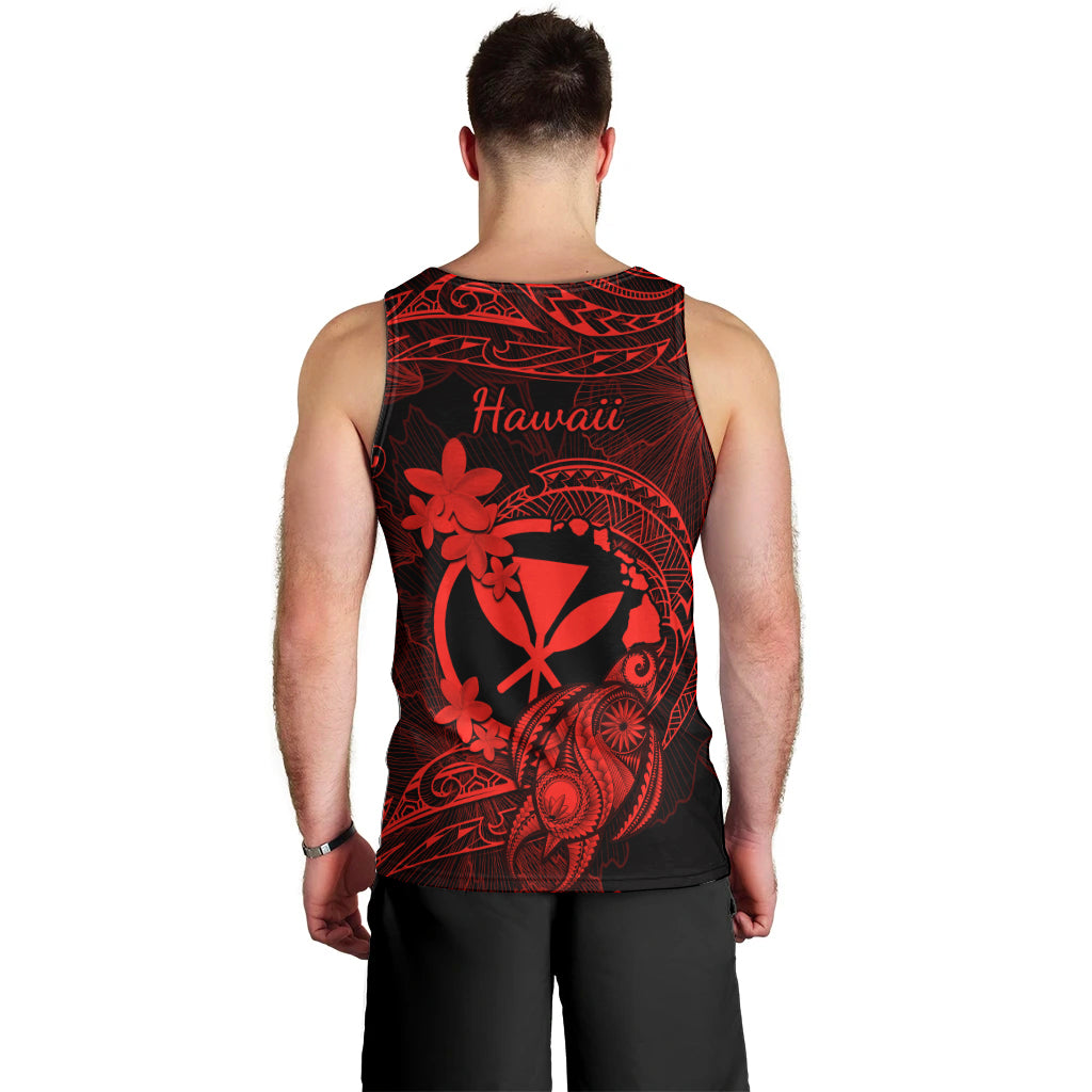 Hawaii Men Tank Top Turtle Mix Polynesian Plumeria Red Version LT14 - Polynesian Pride