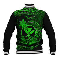 Hawaii Baseball Jacket Turtle Mix Polynesian Plumeria Green Version LT14 - Polynesian Pride