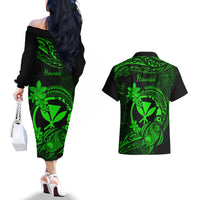 hawaii-couples-matching-off-the-shoulder-long-sleeve-dress-and-hawaiian-shirt-turtle-mix-polynesian-plumeria-green-version