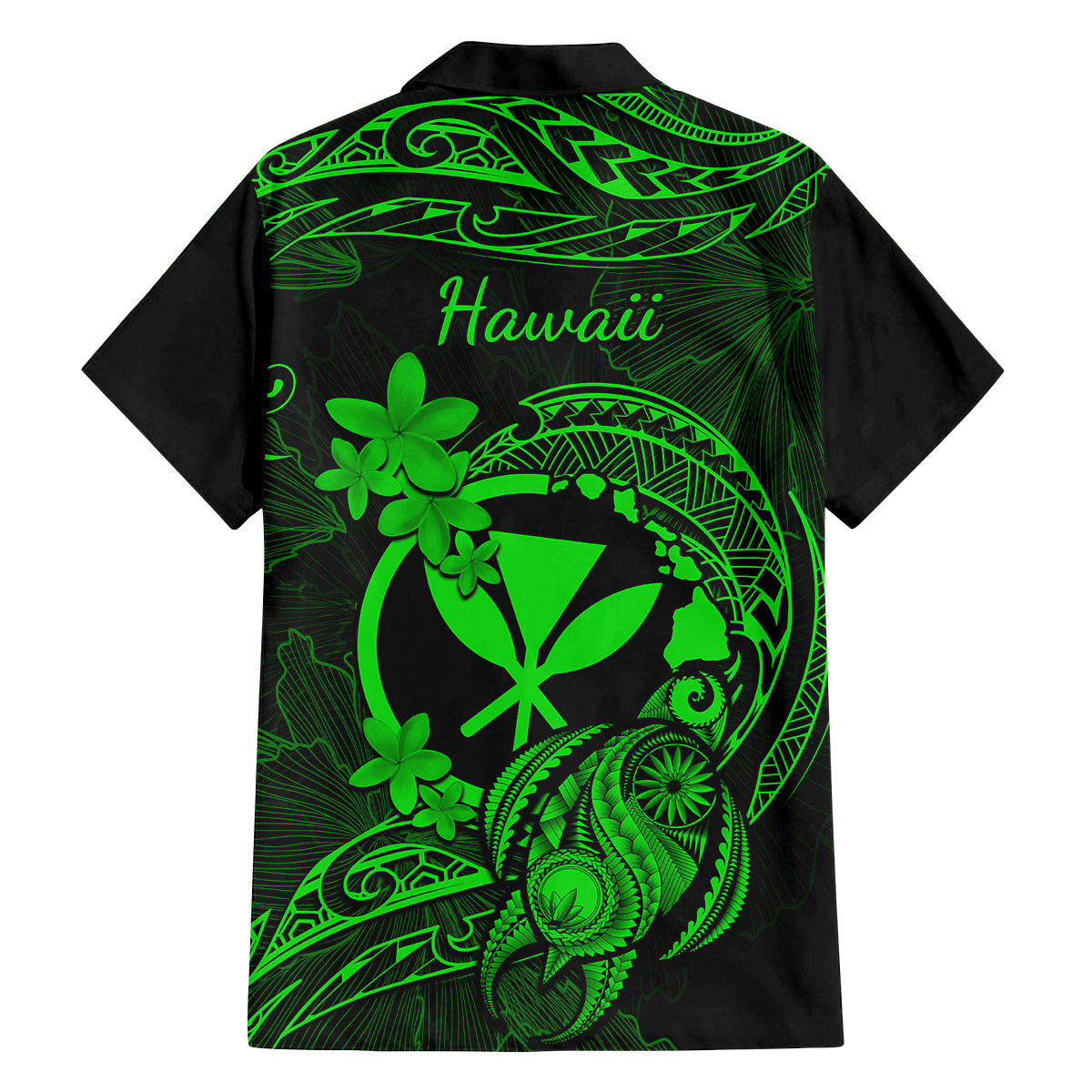 hawaii-family-matching-off-shoulder-short-dress-and-hawaiian-shirt-turtle-mix-polynesian-plumeria-green-version