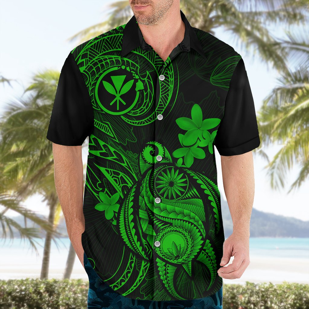 Hawaii Hawaiian Shirt Turtle Mix Polynesian Plumeria Green Version LT14 - Polynesian Pride