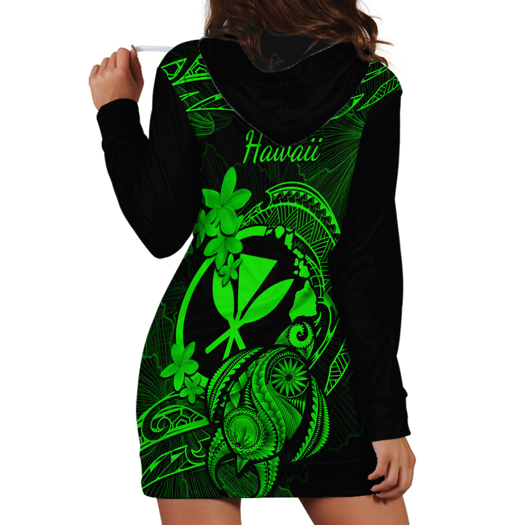Hawaii Hoodie Dress Turtle Mix Polynesian Plumeria Green Version LT14 - Polynesian Pride