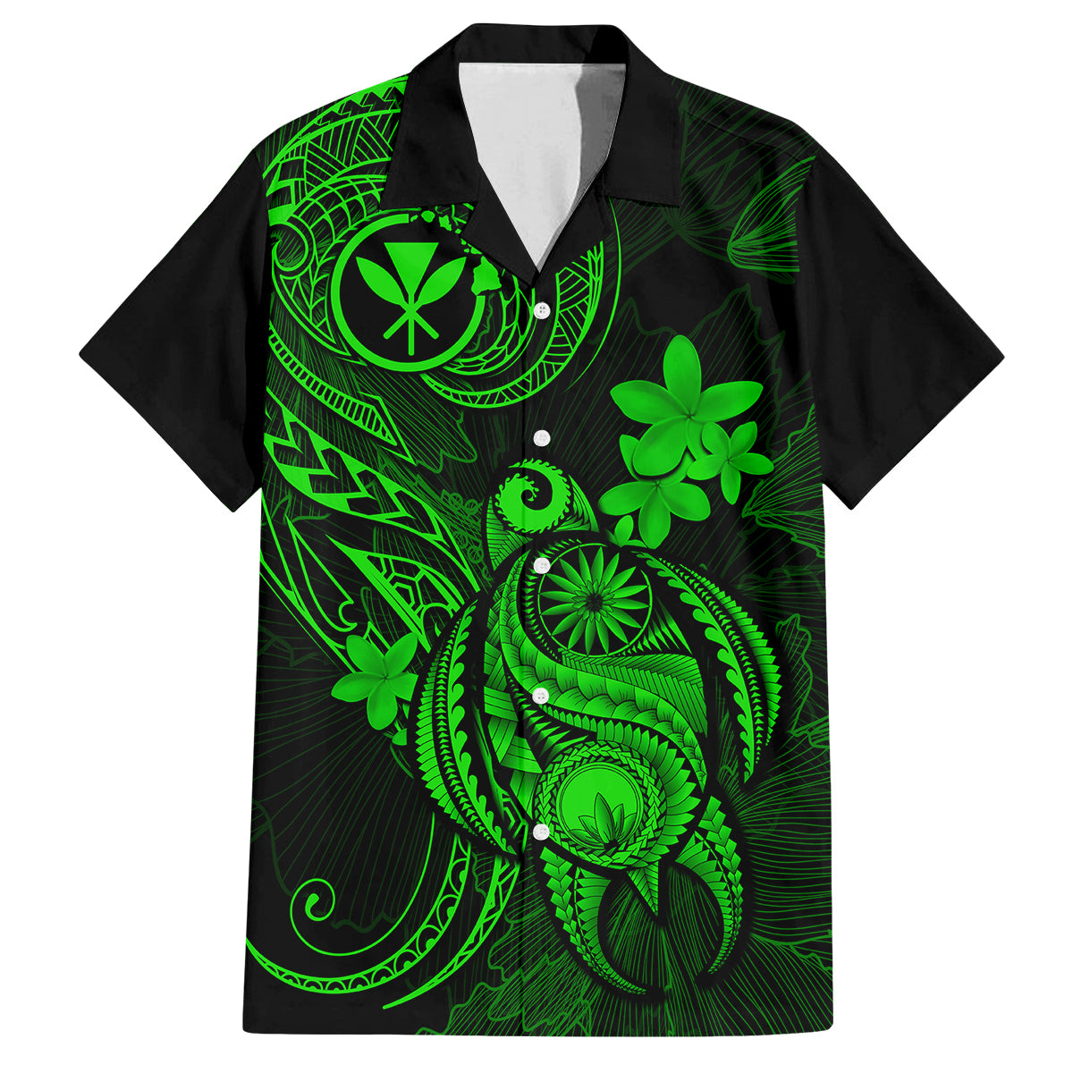 Hawaii Kid Hawaiian Shirt Turtle Mix Polynesian Plumeria Green Version LT14 Kid Green - Polynesian Pride