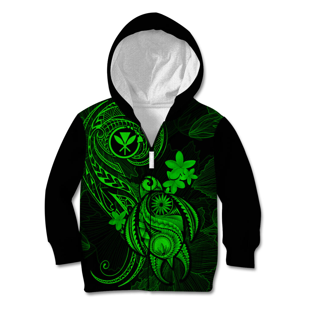 Hawaii Kid Hoodie Turtle Mix Polynesian Plumeria Green Version LT14 - Polynesian Pride