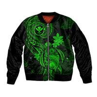 Hawaii Sleeve Zip Bomber Jacket Turtle Mix Polynesian Plumeria Green Version LT14 Unisex Green - Polynesian Pride
