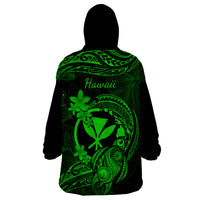 Hawaii Wearable Blanket Hoodie Turtle Mix Polynesian Plumeria Green Version LT14 - Polynesian Pride