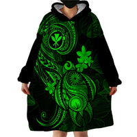 Hawaii Wearable Blanket Hoodie Turtle Mix Polynesian Plumeria Green Version LT14 - Polynesian Pride
