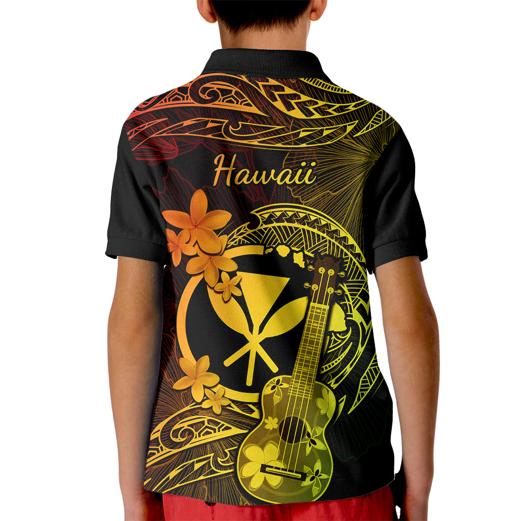 Hawaii Kid Polo Shirt Ukulele Mix Polynesian Plumeria Reggae Version LT14 - Polynesian Pride