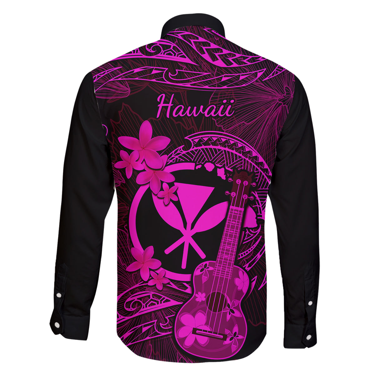 hawaii-family-matching-off-shoulder-short-dress-and-hawaiian-shirt-ukulele-mix-polynesian-plumeria-pink-version