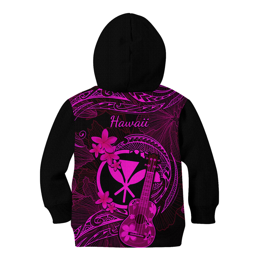 Hawaii Kid Hoodie Ukulele Mix Polynesian Plumeria Pink Version LT14 - Polynesian Pride