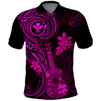 Hawaii Polo Shirt Ukulele Mix Polynesian Plumeria Pink Version LT14 Pink - Polynesian Pride