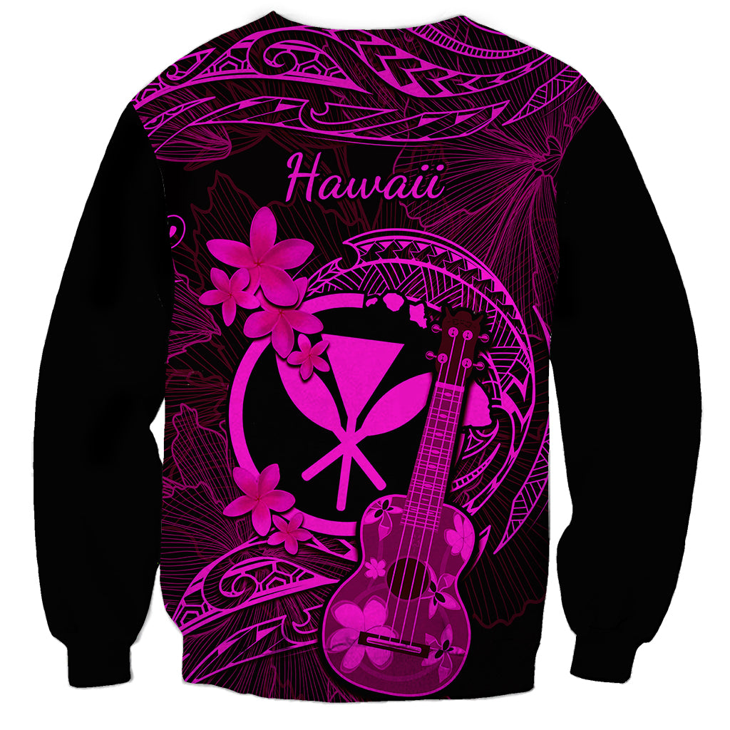 hawaii-sweatshirt-ukulele-mix-polynesian-plumeria-pink-version
