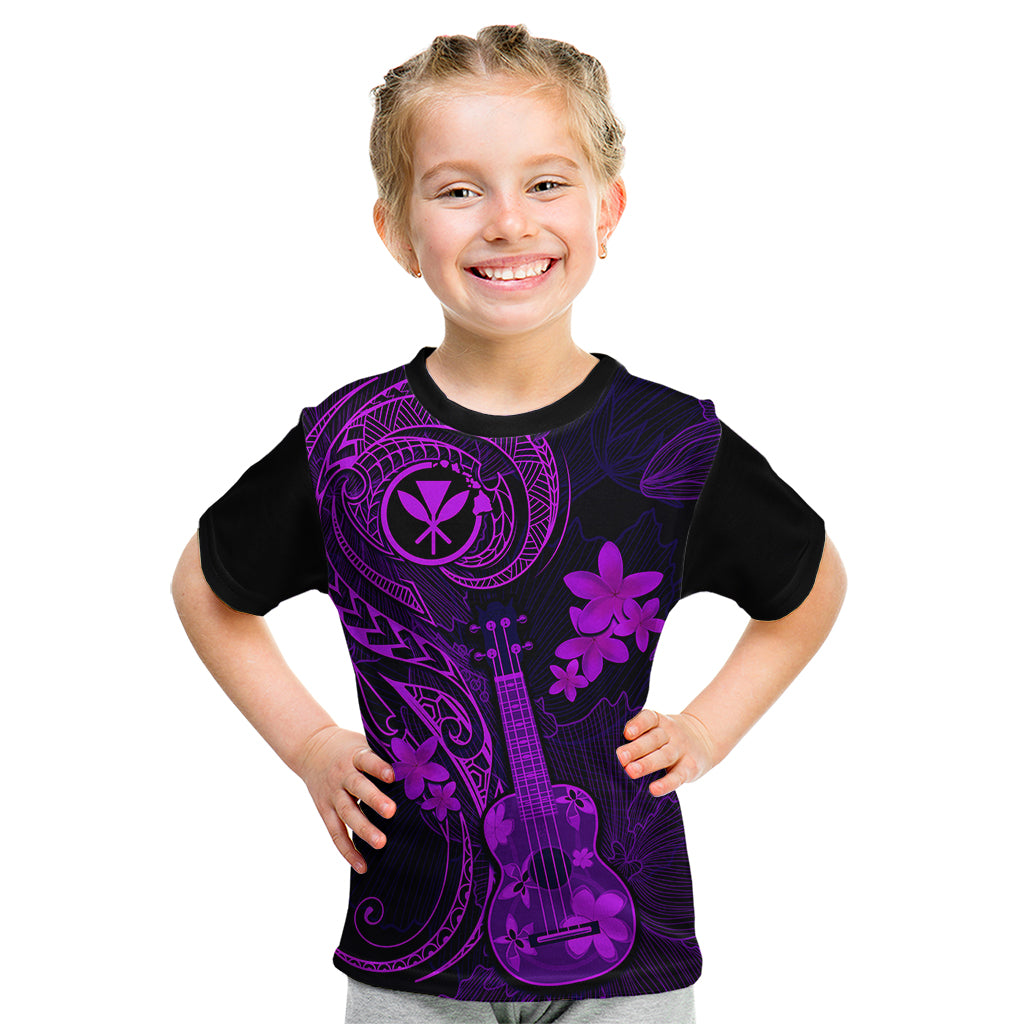 Hawaii Kid T Shirt Ukulele Mix Polynesian Plumeria Purple Version LT14 Purple - Polynesian Pride