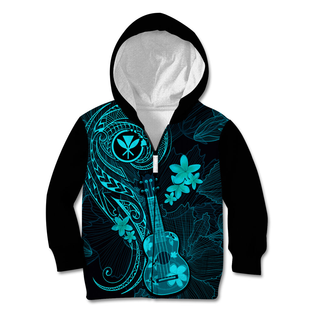 Hawaii Kid Hoodie Ukulele Mix Polynesian Plumeria Turquoise Version LT14 - Polynesian Pride