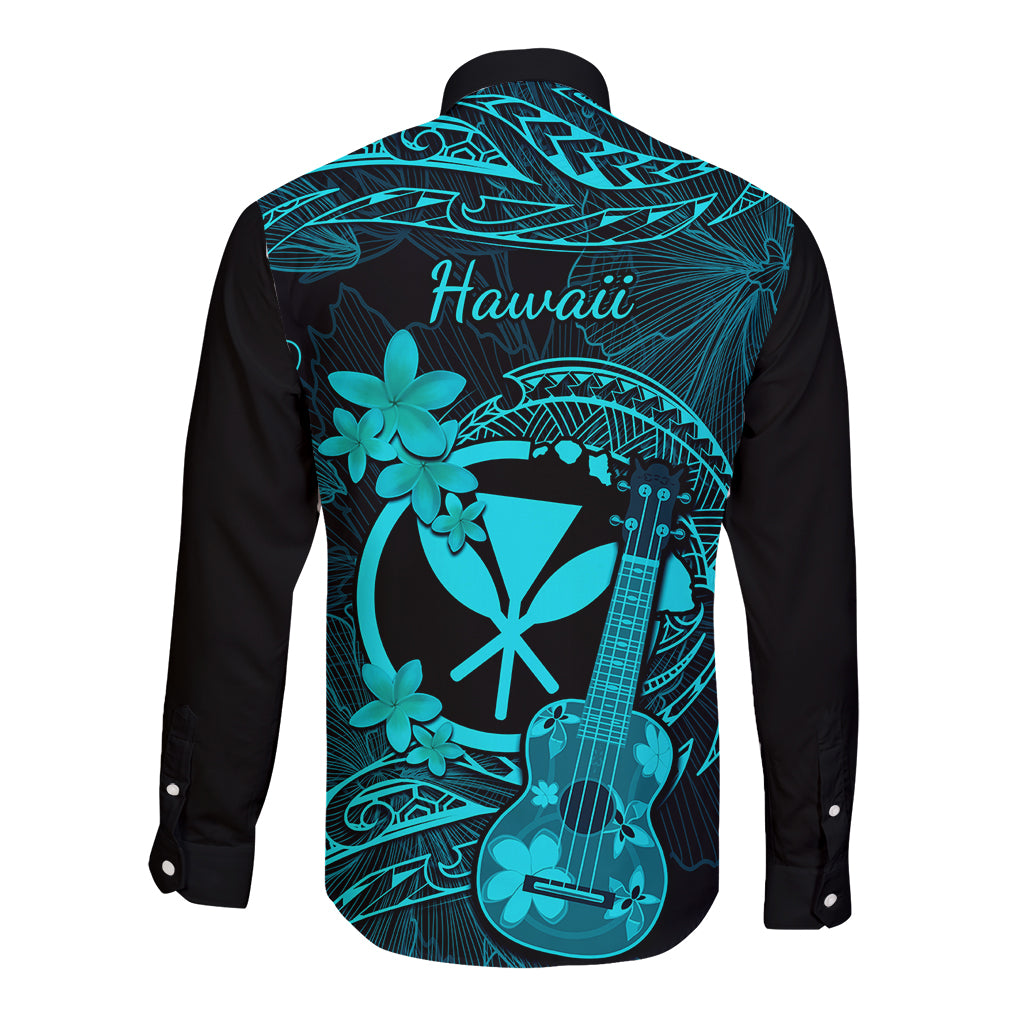 hawaii-long-sleeve-button-shirt-ukulele-mix-polynesian-plumeria-turquoise-version