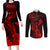 hawaii-couples-matching-long-sleeve-bodycon-dress-and-long-sleeve-button-shirts-ukulele-mix-polynesian-plumeria-red-version